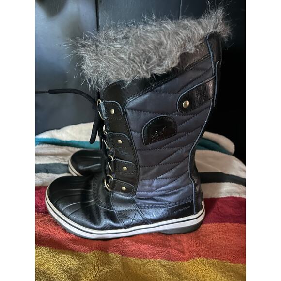 Sorel Faux Fur Lined Boots 6.5 Snow Winter Cabincore Bonfire Cozy Comfort - Picture 4 of 7